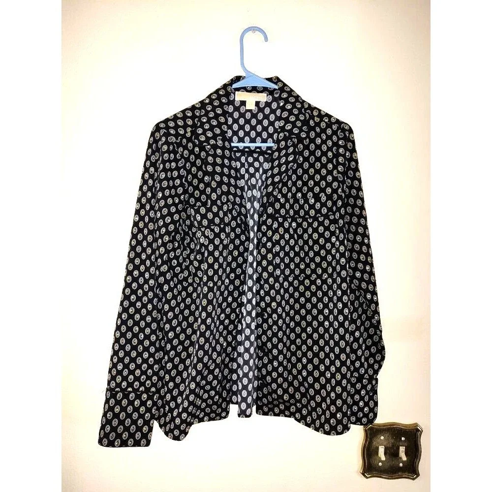 Women's Nice Michael Kors Black with Gold Stone Pajamas Top Size S